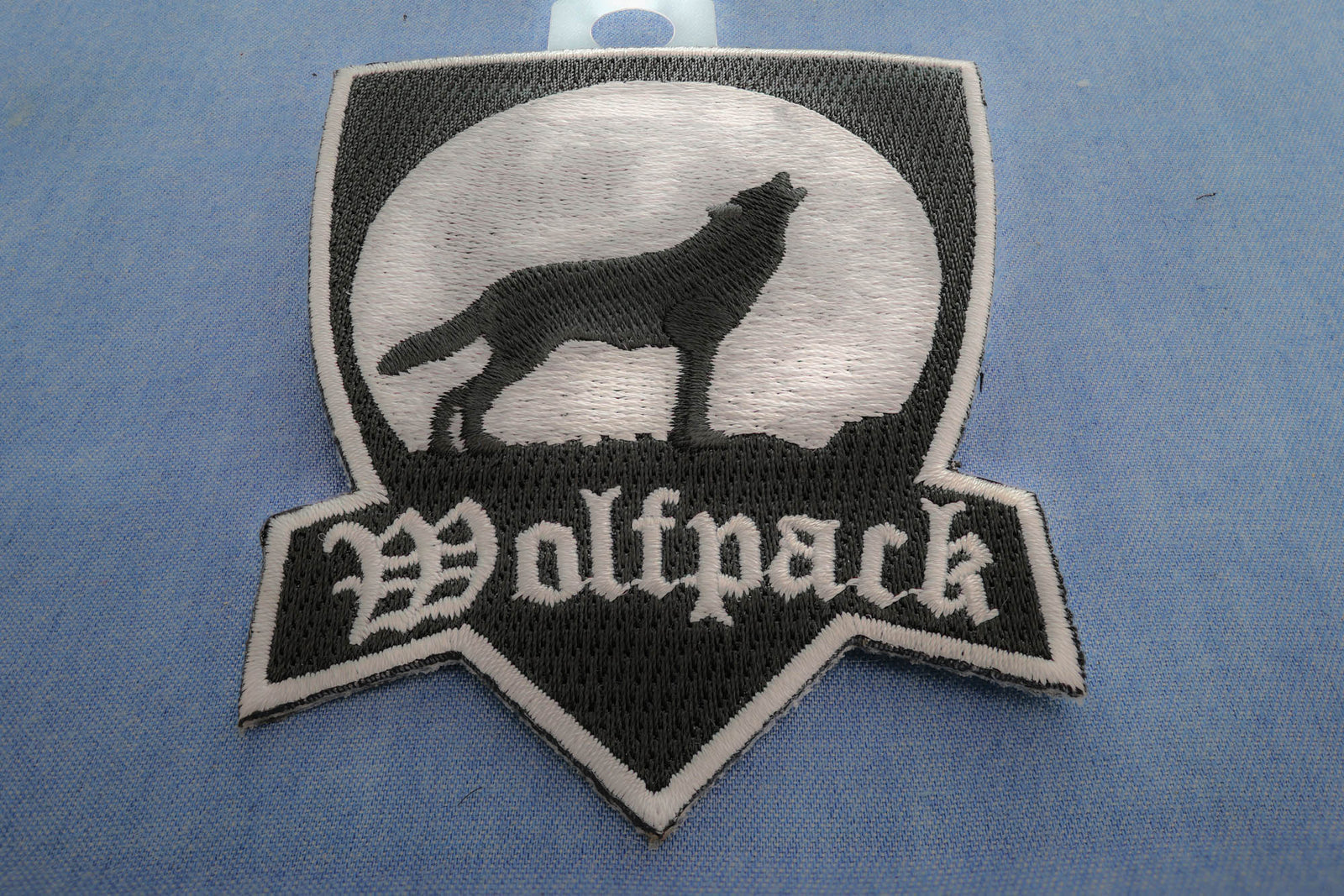 Wolfpack Howling Wolf Embroidered Patch reverse and construction view