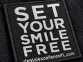 Woven patch thread and fine-detail close-up