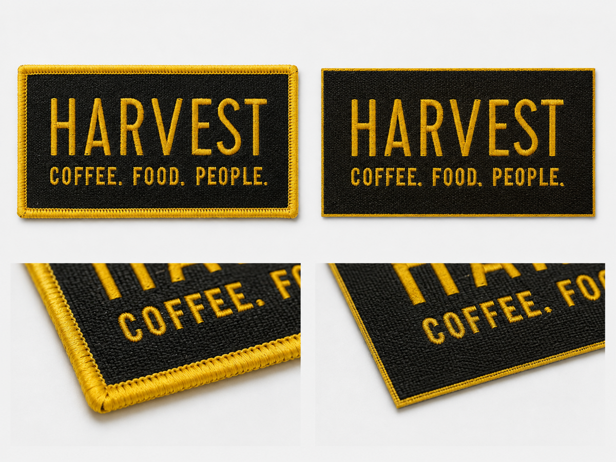 Woven patch border construction comparison
