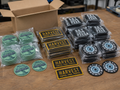 Completed bulk woven patch order ready for packing